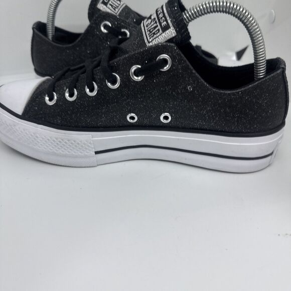 Converse CT  All Star OX Low Top Platform Black Glitter Sparkle Women's Size 7.5 - Picture 5 of 11